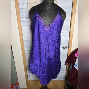 Vtg 90's Inner Most Purple Satin Floral Slip Dress